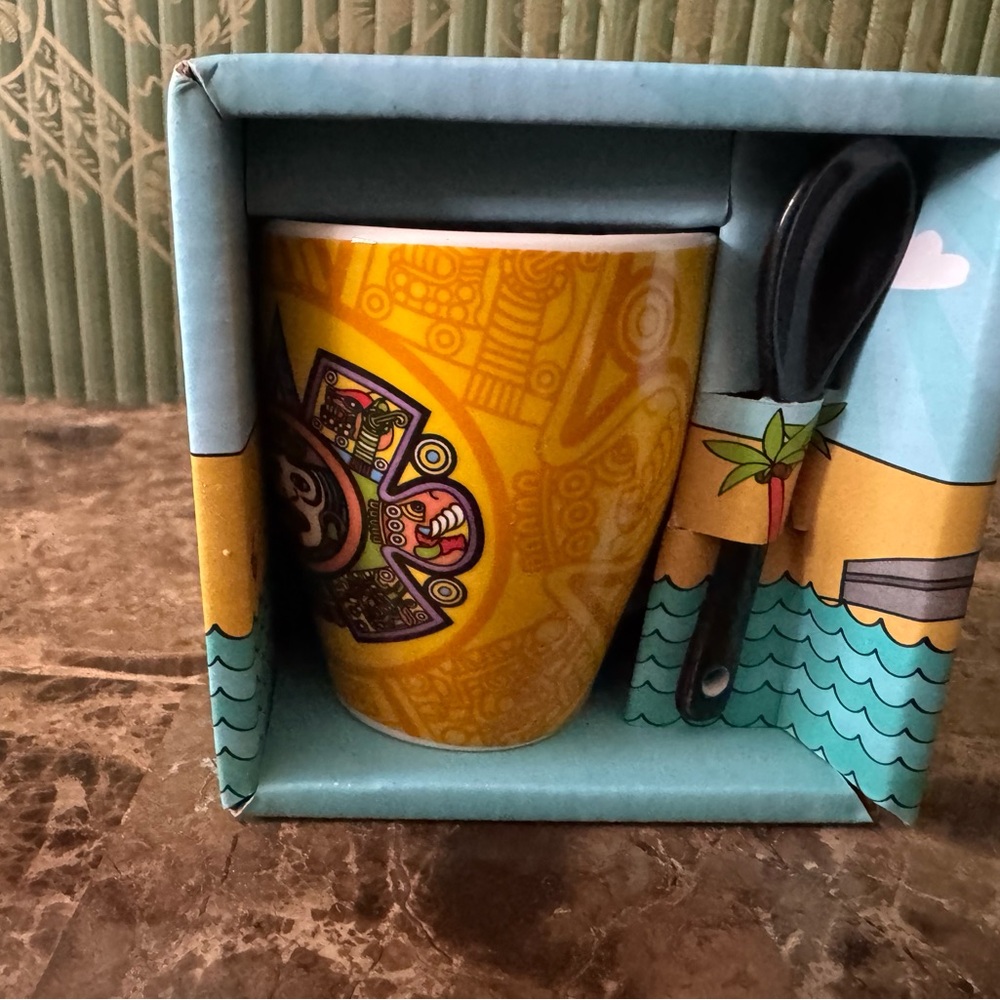 Yellow Ceramic Mug with Spoon